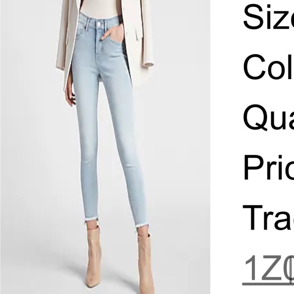 Express High Waisted Supersoft Medium Wash & light wash Cropped Skinny Jean Sz 0 - Picture 7 of 12